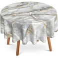 thumbnail image 1 of Marble Round Tablecloth 60" Diameter for Indoor and Outdoor,White Golden Marble Waterproof Table Cloth Cover Decorative for Party and \u200bCamping Holiday Dinning Tabletop Home Décor, 1 of 6