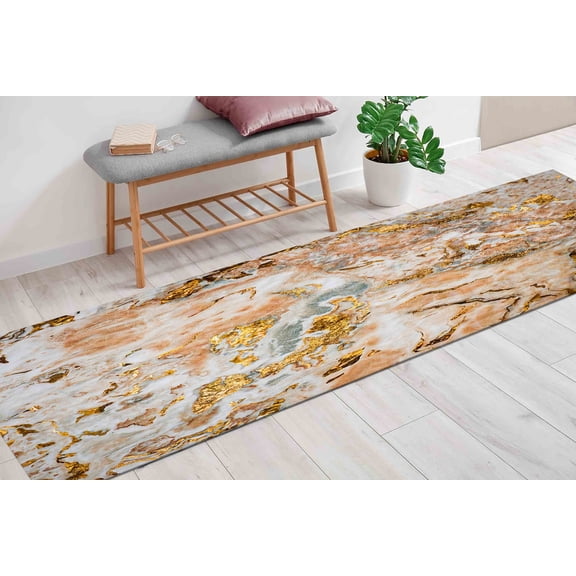 Marble Rug, Cool Rug, Beige Marble Rugs, Soft Tones Marble Rugs, Soft Tones Rug, Easy to Clean Rug, Home Decor Rug, Saloon Rugs, Home Decor, 5.9'x9.2' - 180x280 cm