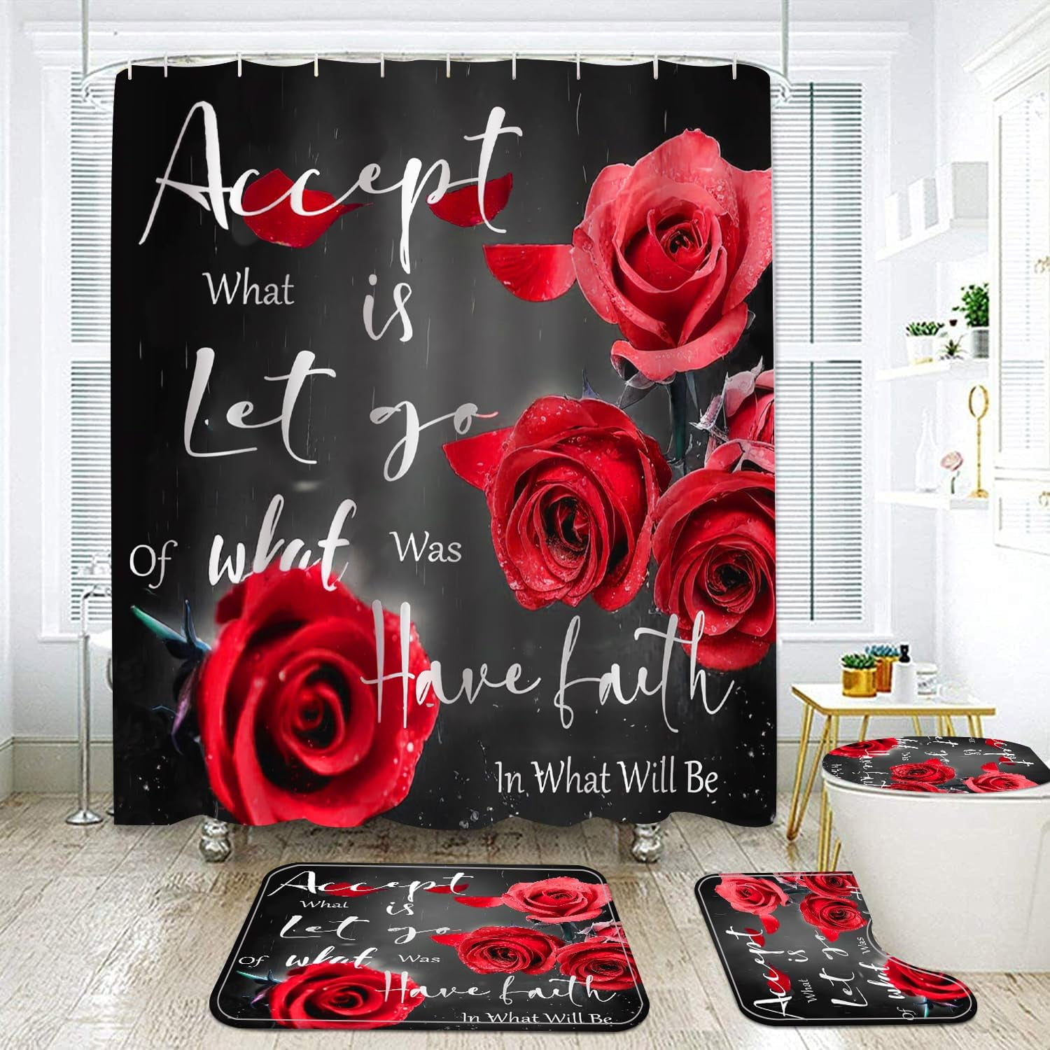 Marble Rules Shower Curtain Sets for Bathroom Decor, 72x72 Inches with Rugs and Accessories, Waterproof Machine Washable Bath Curtain… (Curtain Set-Relax)