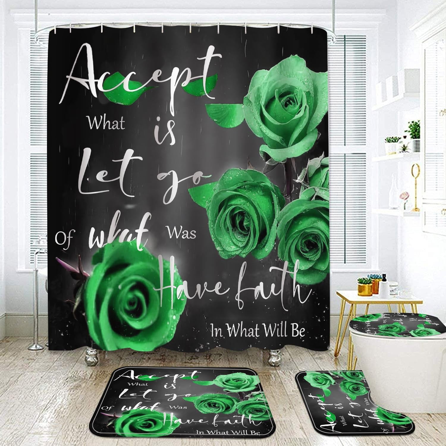 Marble Rules Shower Curtain Sets for Bathroom Decor, 72x72 Inches with Rugs and Accessories, Waterproof Machine Washable Bath Curtain… (Curtain Set-Relax)