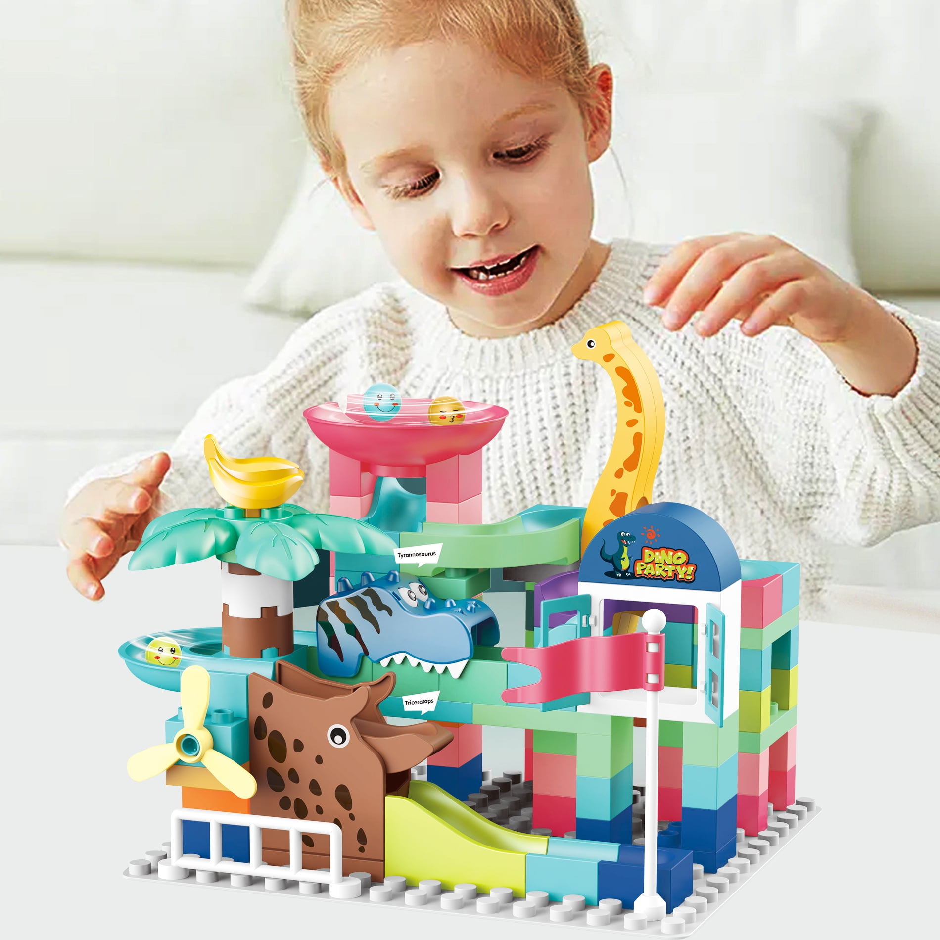  Kid Marble Run Building Blocks Dinosaur, Montessori Learning  STEM Toy Bricks Maze Puzzle Set Race Track Compatible with Major Brands for  Age 3 4 5 6 7 8+ Boys Girls Gift 67PCS : Toys & Games