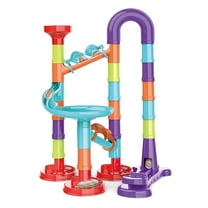 Marble Run Building Blocks Set, Colorful Ball Track Slide Construction Toy, 45 Pieces with 30 Balls, Assembly Educational Game for 4-5 Years