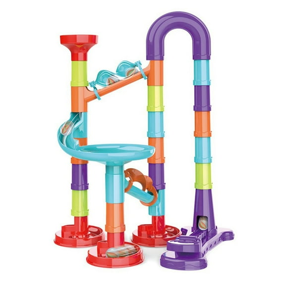 Marble Run Building Blocks Set, Colorful Ball Track Slide Construction Toy, 45 Pieces with 30 Balls, Assembly Educational Game for 4-5 Years