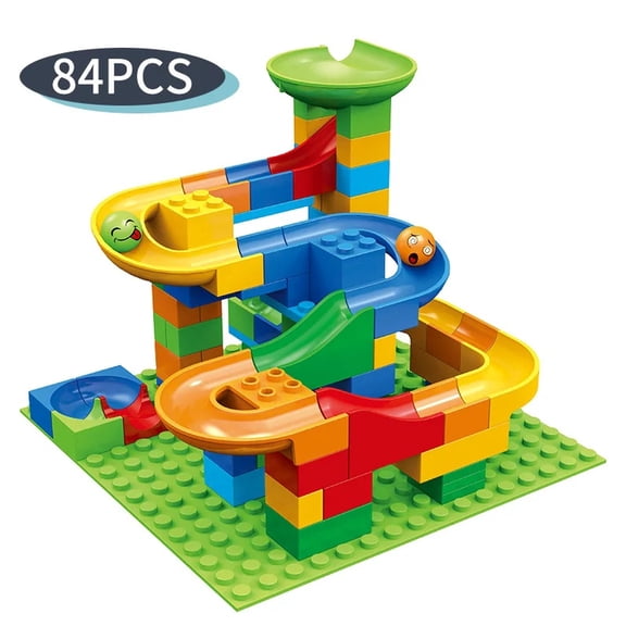 Marble Run Building Blocks Set, DIY Maze Ball Track Funnel Slide Bricks Toy, Large‑Size Compatible Construction Blocks, Educational STEM Learning Toy for Kids Boys Girls