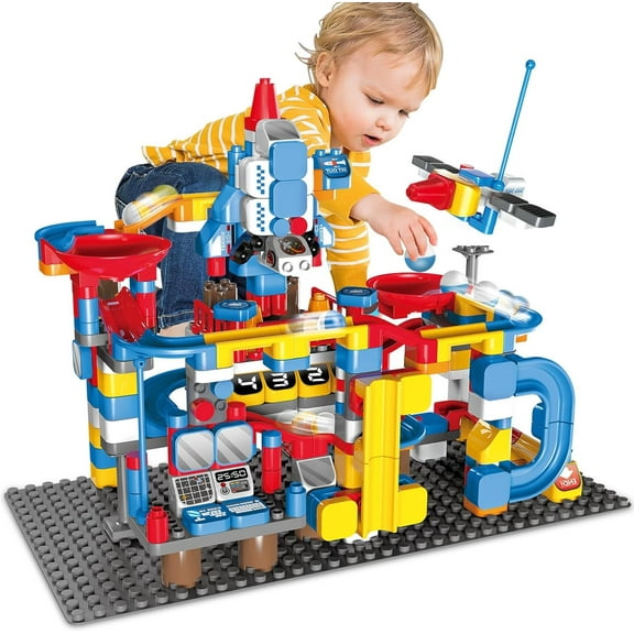 Marble Run Building Blocks Toys, 292 PCS Race Track Montessori Toys, Big Blocks Educational STEM for Toddler