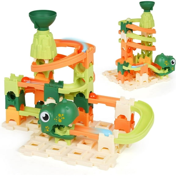 Marble Run Building Blocks Toys for Kids Play Games, 60 Piece marble track Race Playset, Great Creative STEM Toy, Puzzle Construction Game Set for  3 4 5 6 7 8 Year Old Boys Girl