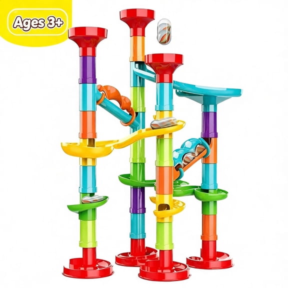 Marble Run for Kids Ages 3-8+, STEM Educational Building Toy with Catapult Launcher, Marble Race Track Game, DIY Construction Maze Set for Toddlers Boys Girls Birthday Gifts