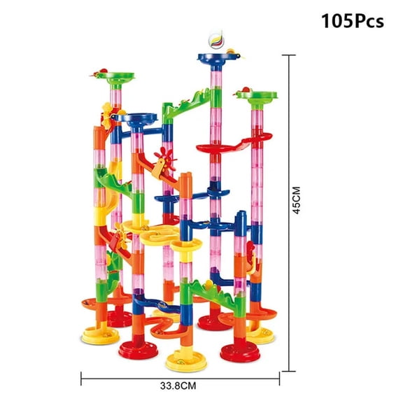 Marble Run Race Track Building Blocks, Plastic DIY 3D Maze Ball Roller Toy, Creative Construction Coaster Set Gift for Kids Boys Girls