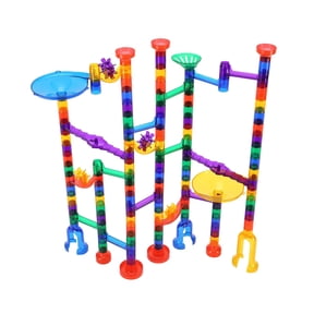 Marble Run Set, 145 Piece Marble Maze Building Block Brain Game, with 5 Glow in the Dark Marbles + 40 Glass Marbles, Educational Learning Race Track STEM Toys, for Kids, Boys, Girls Ages 3 +