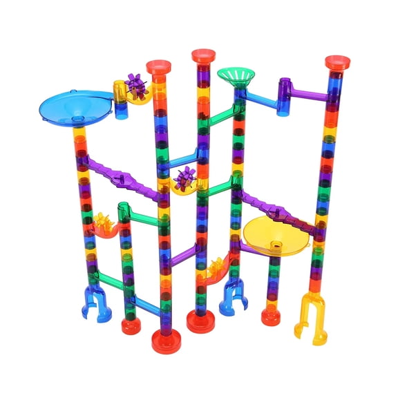 Marble Run Set, 145 Piece Marble Maze Building Block Brain Game, with 5 Glow in the Dark Marbles + 40 Glass Marbles, Educational Learning Race Track STEM Toys, for Kids, Boys, Girls Ages 3 +