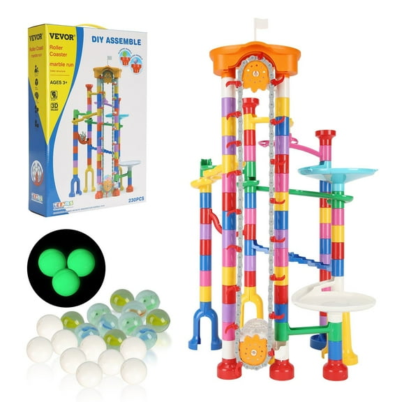 Marble Run Set 230 PCS with Motorized Elevator 15 Marbles Maze Building Blocks Educational STEM Toys for Kids Boys Girls Ages 3+