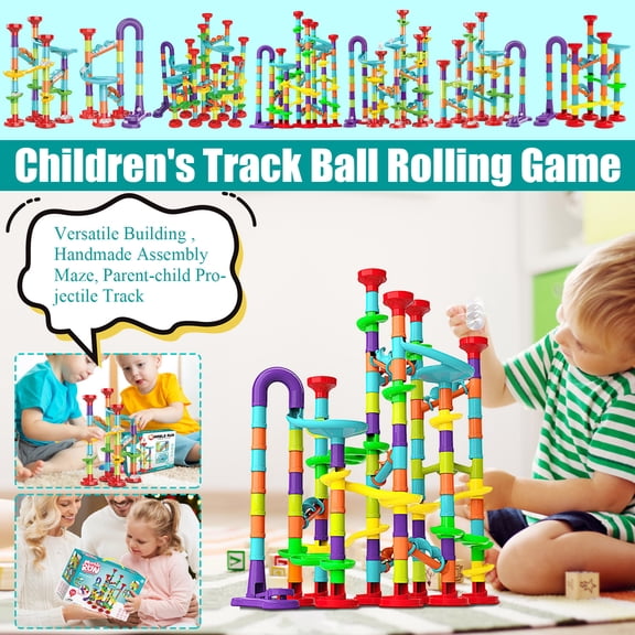 Marble Run Set Building Blocks Glass Marbles for Boys Ages 4-8 Girls Boys Toys STEM Maze Educational Race Game Birthday Gifts
