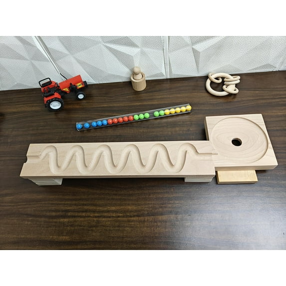 Marble Run Track,Full Set with Funnel Zigzag Marble Track Plate, Marble Race Wooden Plate,Toy, Montessori toy Set for christmas gift playing Wooden Tracks set