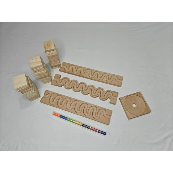Marble Run Track Full Set, marble race wooden toy for kids , birthday gift kancha marble run track nontoxic montessory toy. Only Wooden Track