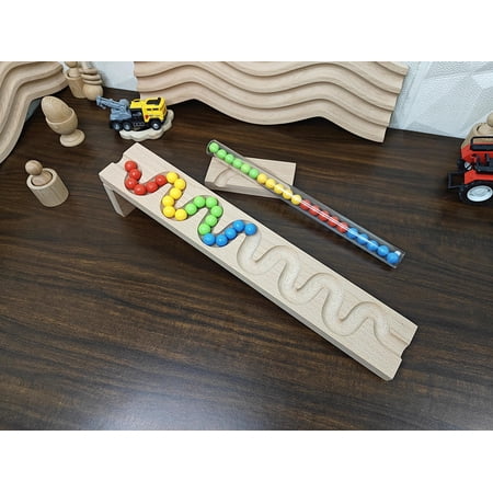 Marble Run Track, LONG TRACK, , Marble Race , Marble Run Race Wooden Plate, Light weight Toy, Montessori Pack of 1 Only Wooden Track