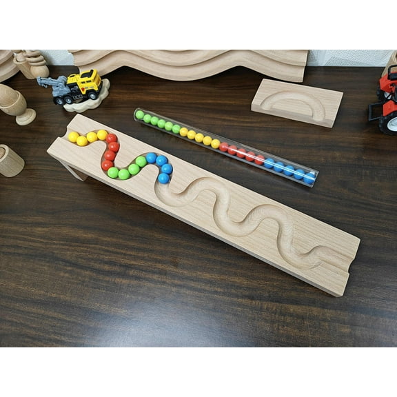 Marble Run Track LONG TRACK Snake Marble Race Marble Run Race Wooden Plate Light weight Toy, Montessori Pack Snake maze toy wood gift pack 5
