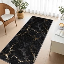 Marble Runner Rug, 2x6ft, Purple and Gold Runners for Hallways, Abstract Modern Luxury Runner Rug Non Slip Soft Home Decor