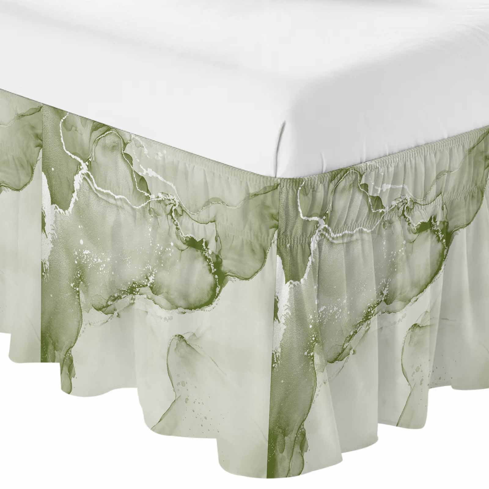 Marble Sage Green Bed Skirt Cal King Size 18 Inch Drop, Adjustable ...