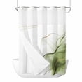 thumbnail image 1 of Marble Sage Green No Hook Shower Curtain Waterproof,Bathroom Curtains with Snap in Liners and See Through Top Window,Gold White Modern Gradient Ocean Wavy Hotel Bathtub Curtains Shower 60"Wx72"L, 1 of 8