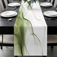 thumbnail image 1 of Marble Sage Green Table Runner 108 Inches Long, Gold White Modern Gradient Ocean Wavy Kitchen Coffee Dining Table Decoration for Home Party Birthday Wedding Home Decor 13x108 Inches, 1 of 8