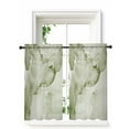 thumbnail image 1 of Marble Sage Green Tier Curtains 45 Inch Length,Sheer Curtains for Bedroom Living Room,Modern Abstract Ink Painting Luxury Rod Pocket Voile Drapes Kitchen Curtains for Small Window 27.5"x45" 2 Panels, 1 of 7