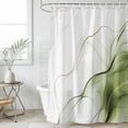 thumbnail image 1 of Marble Sage Green Waterproof Fabric Shower Curtain,Gold White Modern Gradient Ocean Wavy Waterproof Fabric Shower Curtain for Bathroom Curtains Bathtubs Shower Curtains with 12 Hooks Long 72x78in, 1 of 8