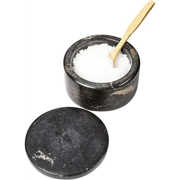 Marble Salt Box Salt Cellar with Lid 4 FL OZ Salt Holder Storage Container for Counter Salt Holder