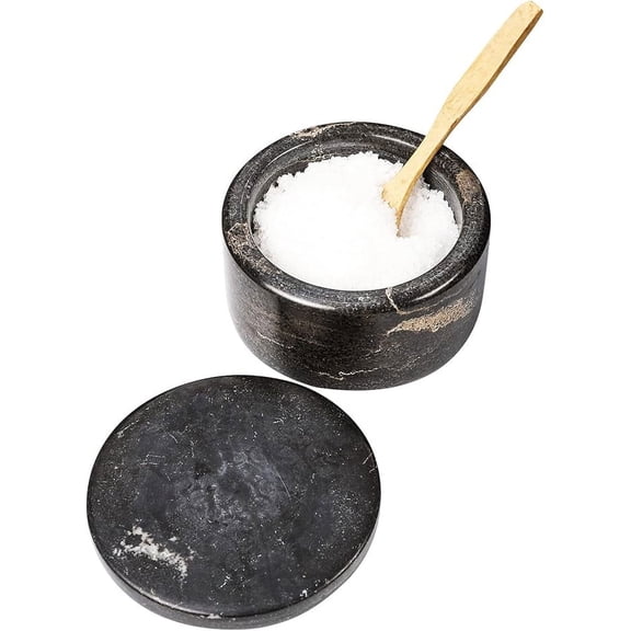 Marble Salt Box Salt Cellar with Lid 4 FL OZ Salt Holder Storage Container for Counter Salt Holder