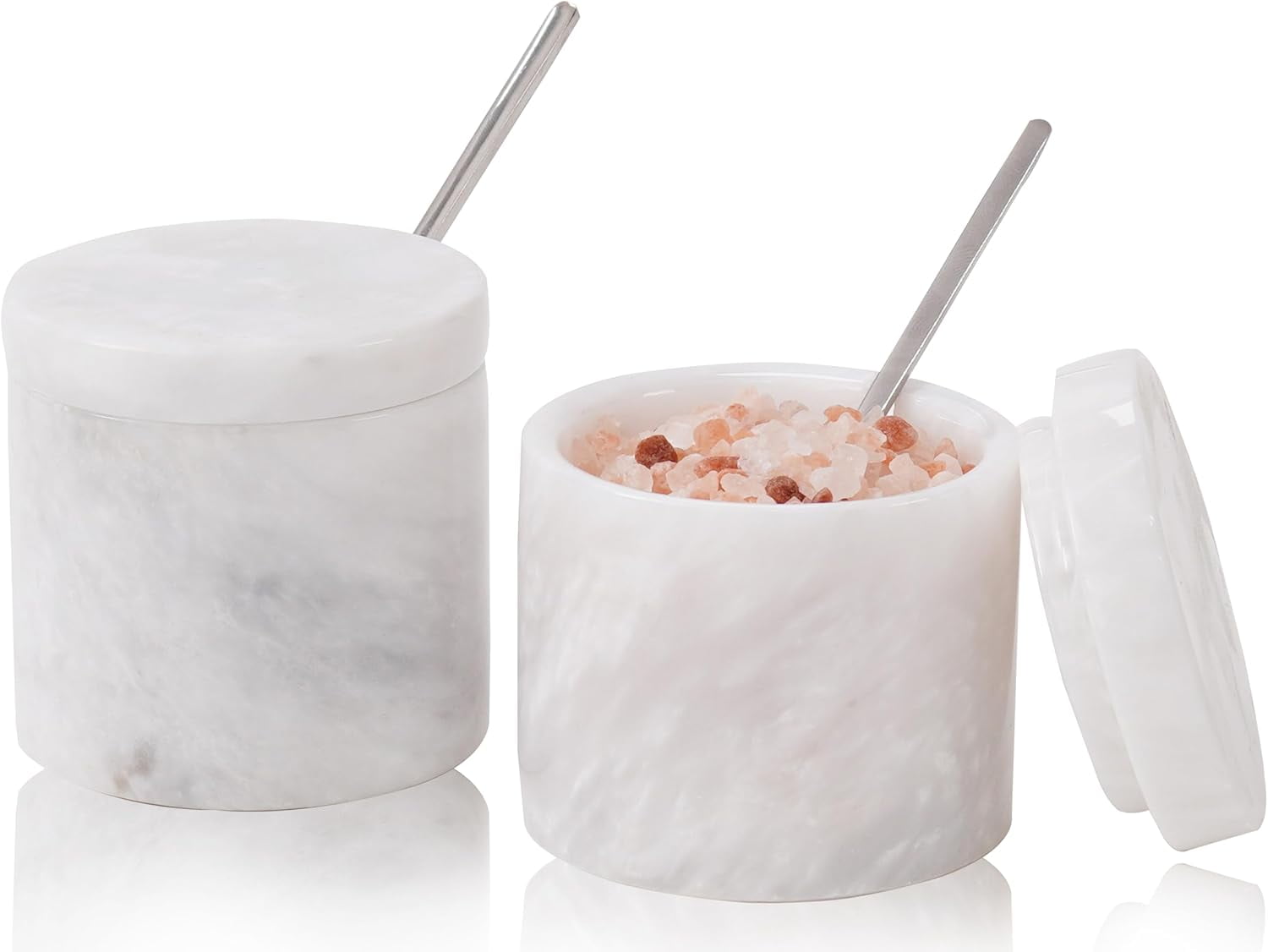 Radicaln Handmade White Marble Sugar Bowl Set of 2 with Lids & Spoons ...