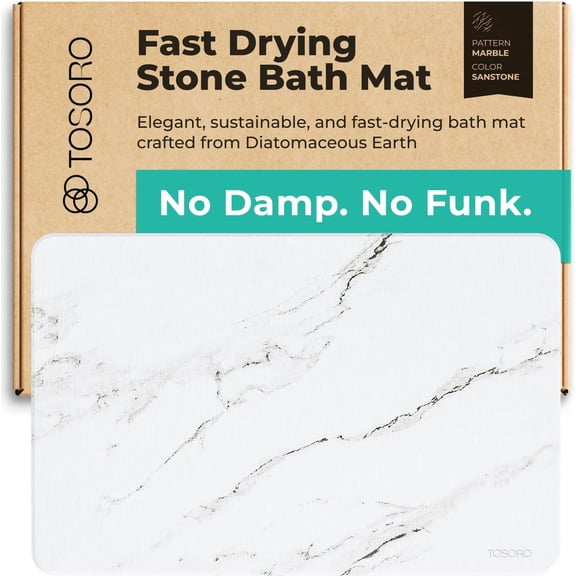 Marble Sandstone Diatomaceous Earth Stone Bath Mat Non-Slip, Super Absorbent, Quick-Drying, 23.5 x 15 Inches