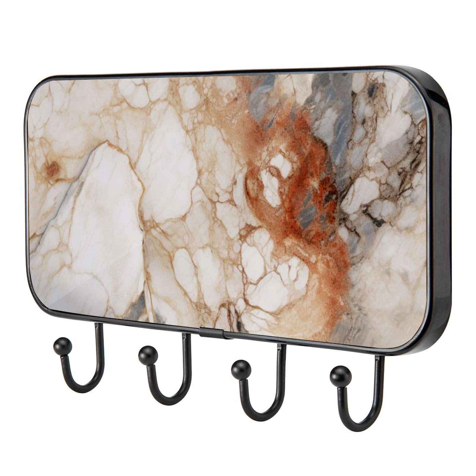 Marble Self Adhesive Towel Coat Wood Iron Hooks for Home Keys Door Outdoor Home Improvement ...
