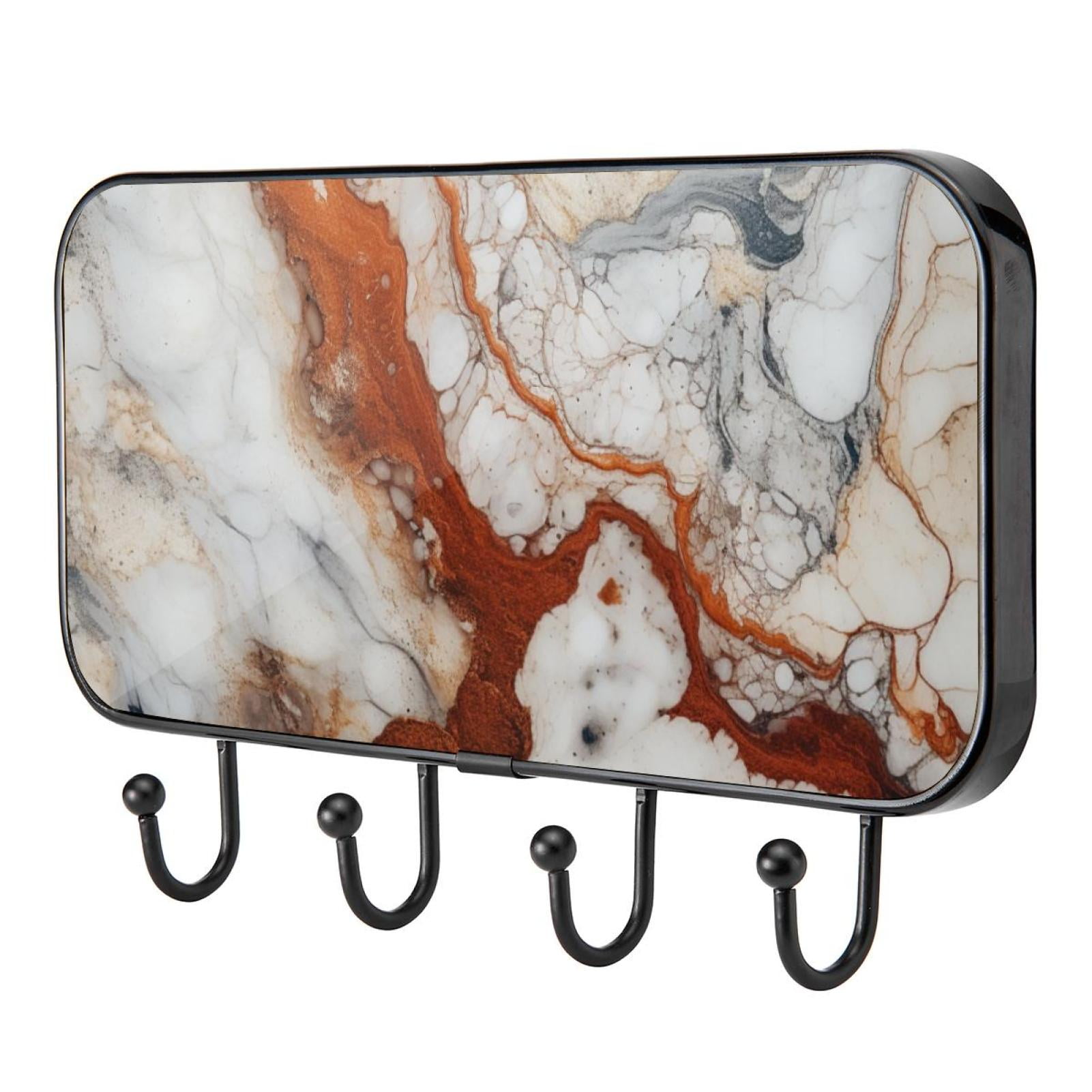 Marble Self Adhesive Towel Coat Wood Iron Hooks for Home Keys Door Outdoor Home Improvement ...