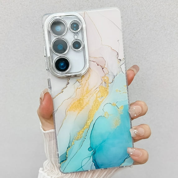 Marble Series Case for Samsung Galaxy S24 FE, Stylish Fashionable Slim Fit Soft TPU Shockproof Bumper Rugged Phone Case for Grils Women