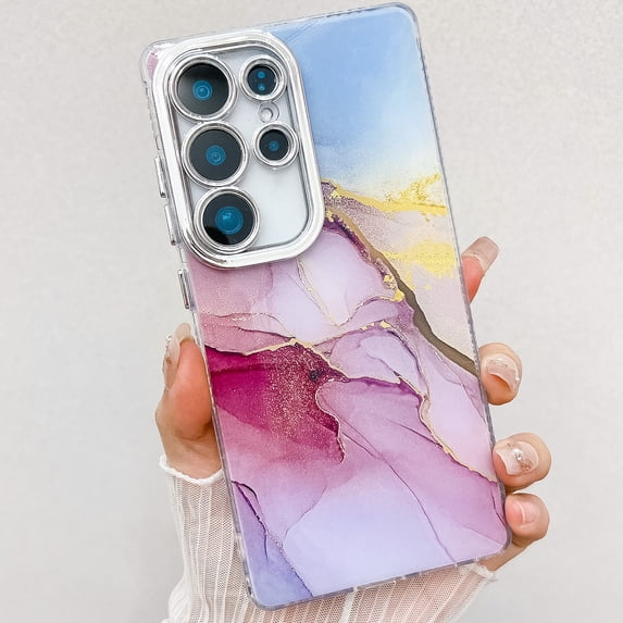 Marble Series Case for Samsung Galaxy S25, Stylish Fashionable Slim Fit Soft TPU Shockproof Bumper Rugged Phone Case for Grils Women