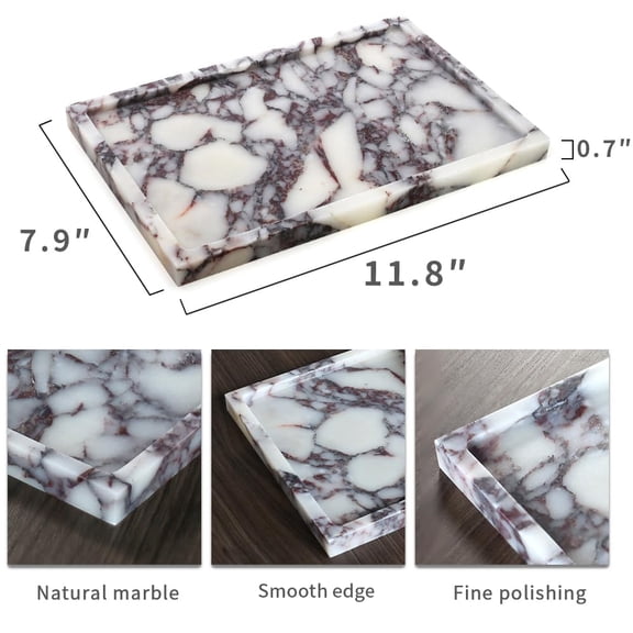 Marble Serving Tray Calacatta Viola 12" x 8" x 0.7" Home Decor Use
