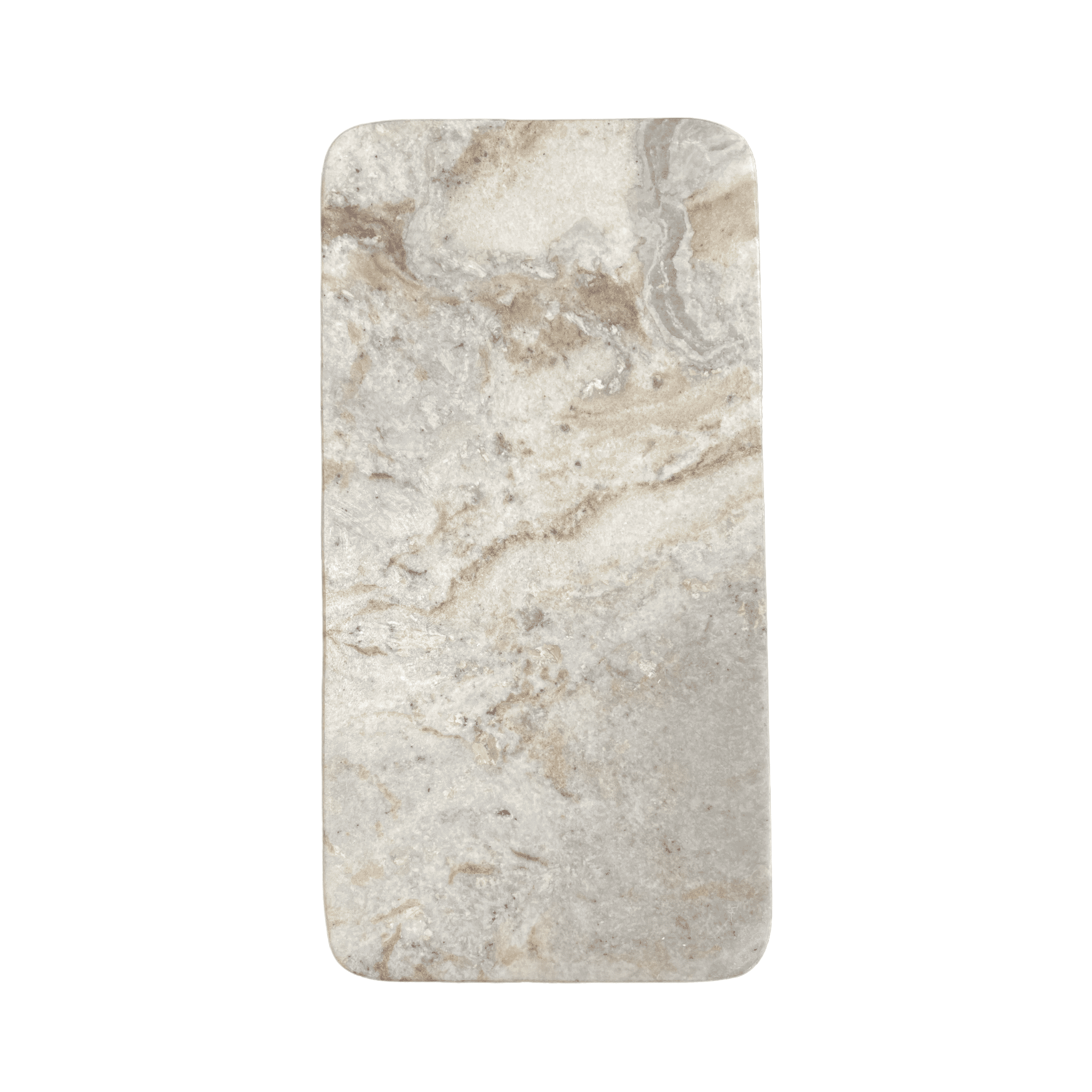 Beige and White Marble Serving Tray with Handles