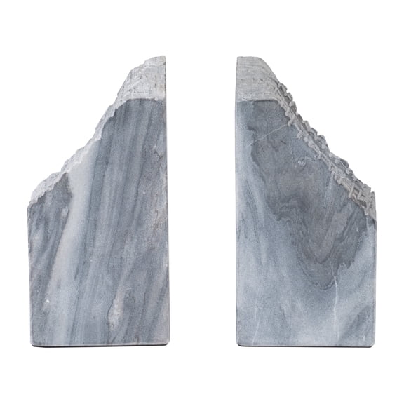 Marble, Set Of 2 7" Live Edge Bookends, Black, Novelty, 7"H, Marble - 7" x 3" x 7"