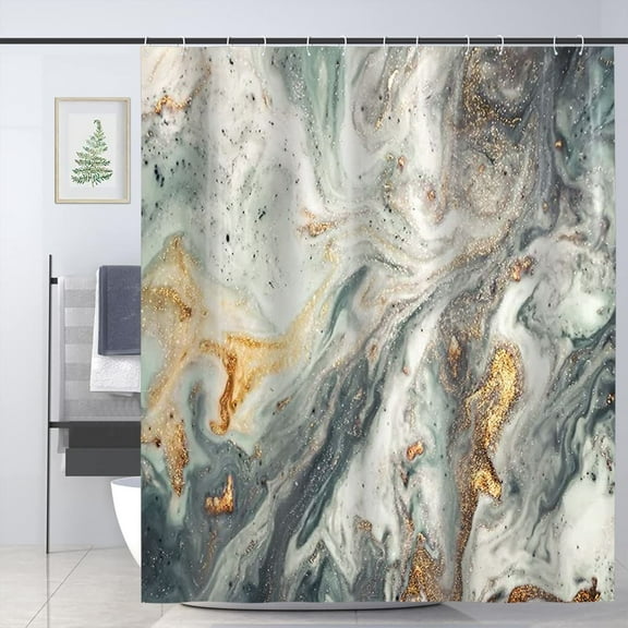 Marble Shower Curtain Abstract Bath Curtain for Bathroom Bathtub Home Decor Ink Texture Waterproof 72"x72" with 12 Hooks