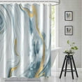 thumbnail image 1 of Marble Shower Curtain, Abstract Modern White Blue and Gold Marble Shower Curtain Set for Bathroom Ink Texture Waterproof Polyester Fabric Bathroom Decor with Hooks, 72x84 Inch, 1 of 6