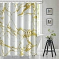 thumbnail image 1 of Marble Shower Curtain, Abstract Modern White and Gold Marble Shower Curtain Set for Bathroom Ink Texture Waterproof Polyester Fabric Bathroom Decor with Hooks, 72x84 Inch, 1 of 6