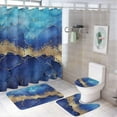 thumbnail image 1 of Marble Shower Curtain Set 4pcs Teal Abstract Art Geometric Bathroom Decor Set with Shower Curtain and Rugs and Accessories Bathroom Curtain with 12 Hooks, 1 of 8