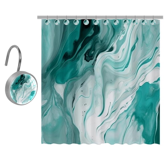 Marble Shower Curtain Set for Bathroom