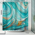 thumbnail image 1 of Marble Shower Curtain Turquoise Teal Gold Aqua Ocean Marble Abstract Luxury Art Texture Modern Bathroom Shower Curtains Fabric Waterproof, 72" x 72", 1 of 6