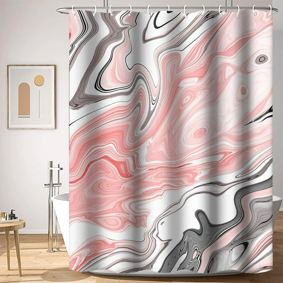 Marble Shower Curtain Unique Pink and Grey Smooth Marble Modern Minimalism Bathtub Shower Curtain for Bathroom Decor Waterproof Texture Washable Fabric Shower Curtain 72"W x 84"L (Pack of 1)