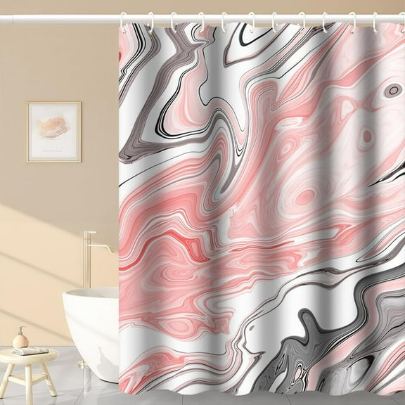 Marble Shower Curtain Unique Pink and Grey Smooth Marble Modern Minimalism Bathtub Shower Curtain for Bathroom Decor Waterproof Washable Fabric Shower Curtain with Hooks 54"W x 78"L (Pack of 1)