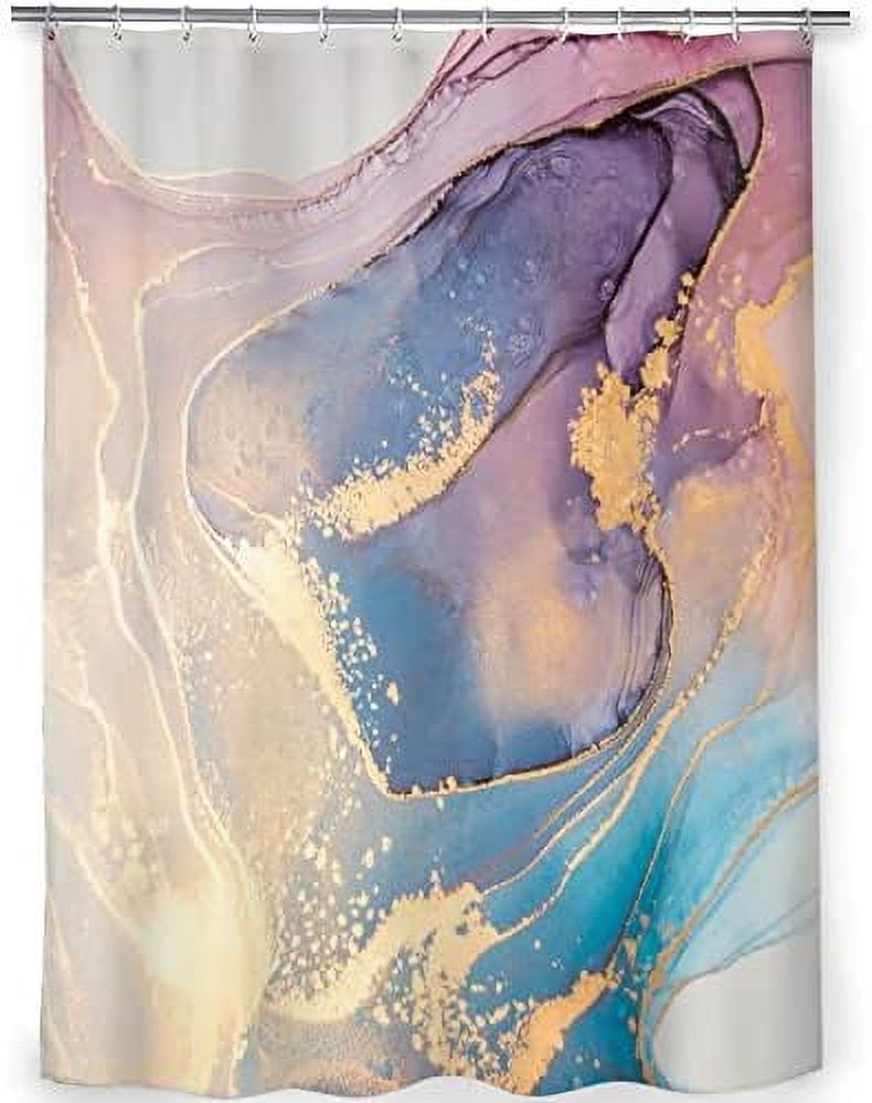 Marble Shower Curtain for Bathroom Sets with 12 Hooks Blue Green Jade ...