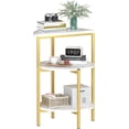 thumbnail image 1 of Marble Side End Table Set, 3-Tier Sofa Side Table, Small Round Coffee Bedside Corner Table with Metal Frame for Living Room Bedroom (1, White&Gold), 1 of 7
