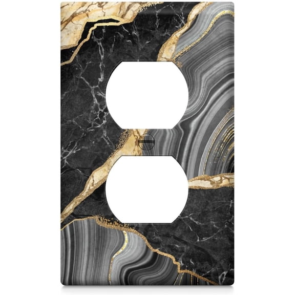 Marble Single Duplex Light Switch Cover Outlet Covers Wall Plate Electrical Receptacle Switchplate Decorate Plug Cover For Living Room Bathroom Bedroom Kitchen 4.5x2.8 Inches