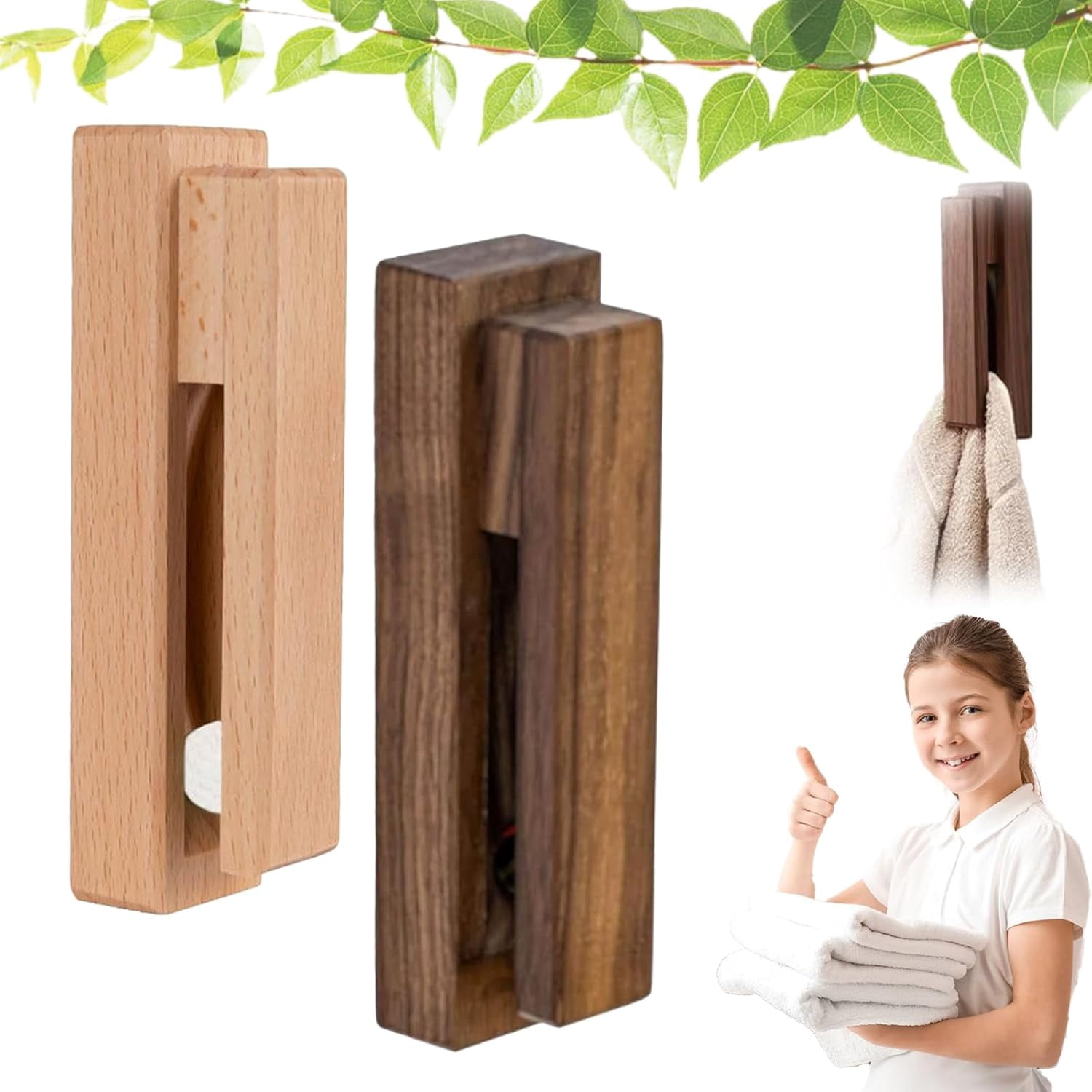 Marble Slide Towel Holder, Wooden Towel Racks for Bathroom Wall Mounted ...
