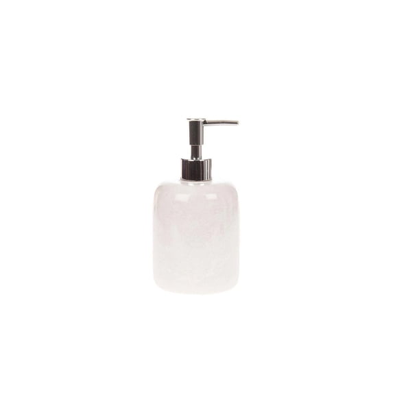 Marble Soap Dispenser 9x12 cm, Silver Pump Refillable Bathroom Accessory